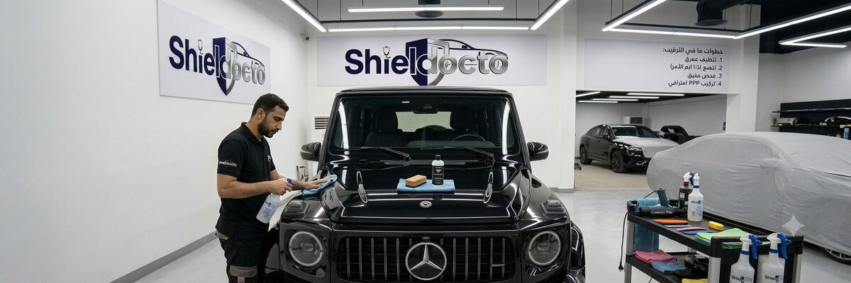 Same vehicle with paint protection film installed, glossy finish